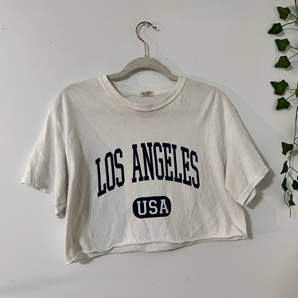 Brandy Melville Crop Top White Navy